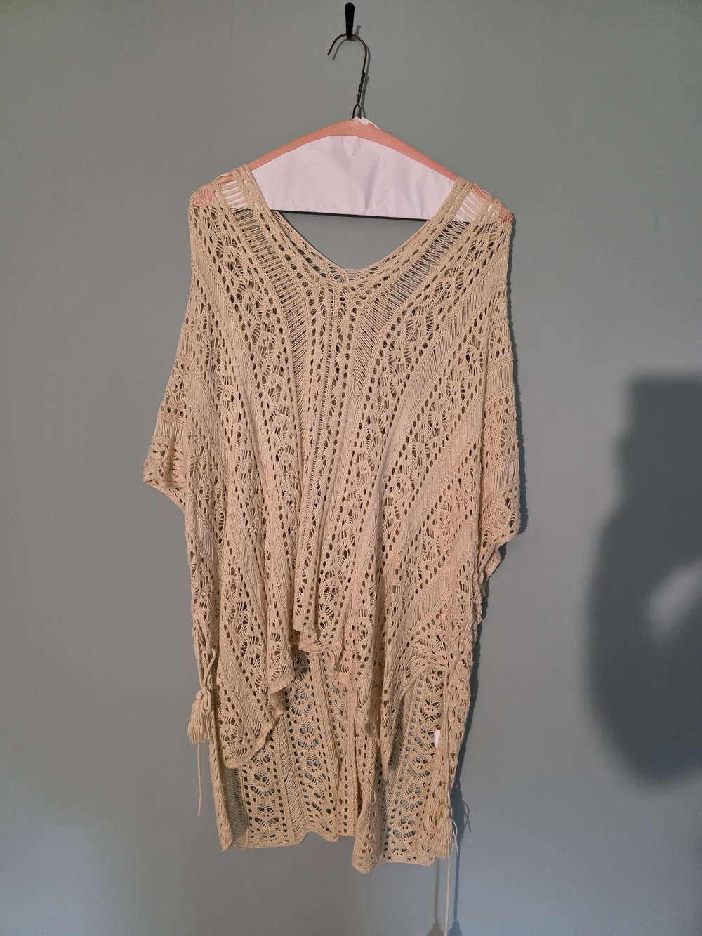 Open-Knit Swimsuit Cover up in Beige